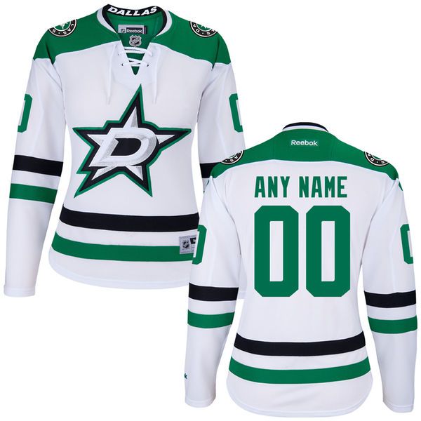 Women Dallas Stars Reebok White Custom Premier NHL Jersey->->Custom Jersey